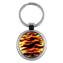 Red  Waves Abstract Series No13 Key Chain (round) by DimitriosArt