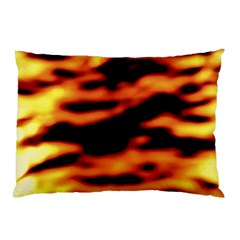 Red  Waves Abstract Series No13 Pillow Case by DimitriosArt