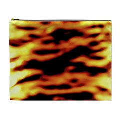 Red  Waves Abstract Series No13 Cosmetic Bag (xl) by DimitriosArt