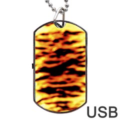 Red  Waves Abstract Series No13 Dog Tag Usb Flash (two Sides) by DimitriosArt