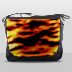 Red  Waves Abstract Series No13 Messenger Bag by DimitriosArt