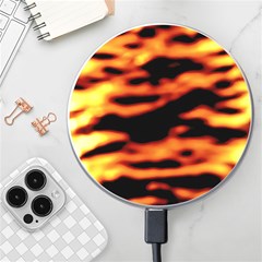 Red  Waves Abstract Series No13 Wireless Charger by DimitriosArt