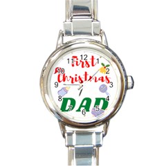 First Christmas As A Dad Round Italian Charm Watch by LemonPear