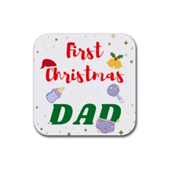 First Christmas As A Dad Rubber Coaster (square) by LemonPear