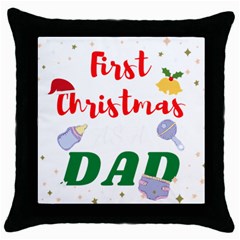 First Christmas As A Dad Throw Pillow Case (black) by LemonPear