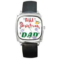 First Christmas As A Dad Square Metal Watch