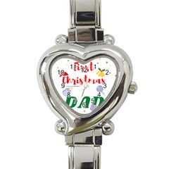 First Christmas As A Dad Heart Italian Charm Watch by LemonPear