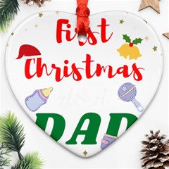 First Christmas As A Dad Heart Ornament (two Sides) by LemonPear