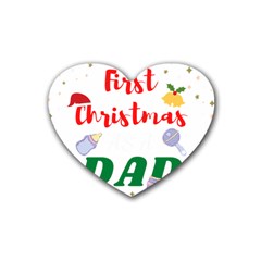 First Christmas As A Dad Rubber Coaster (heart) by LemonPear