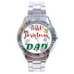 First Christmas As A Dad Stainless Steel Analogue Watch by LemonPear