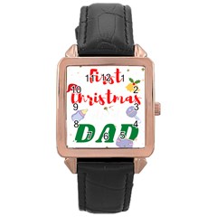 First Christmas As A Dad Rose Gold Leather Watch  by LemonPear