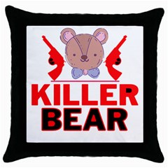 Killer Bear Throw Pillow Case (black) by LemonPear