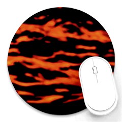 Red  Waves Abstract Series No9 Round Mousepads by DimitriosArt