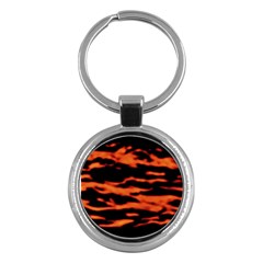 Red  Waves Abstract Series No9 Key Chain (round) by DimitriosArt