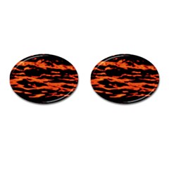 Red  Waves Abstract Series No9 Cufflinks (oval) by DimitriosArt