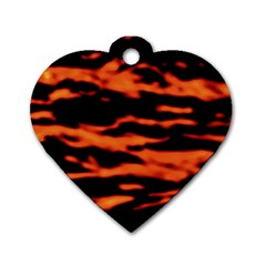 Red  Waves Abstract Series No9 Dog Tag Heart (one Side) by DimitriosArt