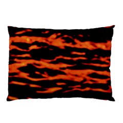 Red  Waves Abstract Series No9 Pillow Case by DimitriosArt