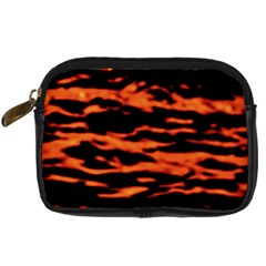 Red  Waves Abstract Series No9 Digital Camera Leather Case by DimitriosArt