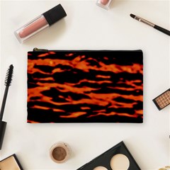 Red  Waves Abstract Series No9 Cosmetic Bag (medium) by DimitriosArt