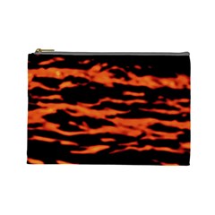 Red  Waves Abstract Series No9 Cosmetic Bag (large) by DimitriosArt