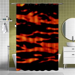 Red  Waves Abstract Series No9 Shower Curtain 48  X 72  (small)  by DimitriosArt