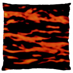 Red  Waves Abstract Series No9 Large Cushion Case (two Sides) by DimitriosArt