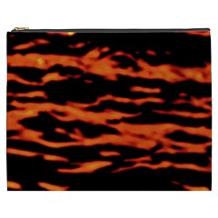 Red  Waves Abstract Series No9 Cosmetic Bag (xxxl) by DimitriosArt