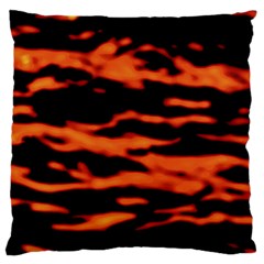 Red  Waves Abstract Series No9 Large Flano Cushion Case (two Sides) by DimitriosArt