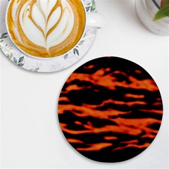 Red  Waves Abstract Series No9 Uv Print Round Tile Coaster by DimitriosArt