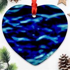 Blue Waves Abstract Series No8 Ornament (heart) by DimitriosArt