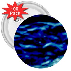 Blue Waves Abstract Series No8 3  Buttons (100 Pack)  by DimitriosArt