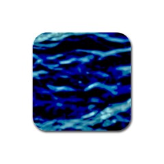 Blue Waves Abstract Series No8 Rubber Square Coaster (4 Pack) by DimitriosArt