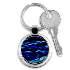 Blue Waves Abstract Series No8 Key Chain (round) by DimitriosArt