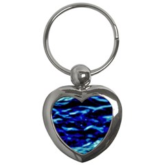 Blue Waves Abstract Series No8 Key Chain (heart) by DimitriosArt