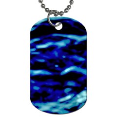 Blue Waves Abstract Series No8 Dog Tag (one Side) by DimitriosArt