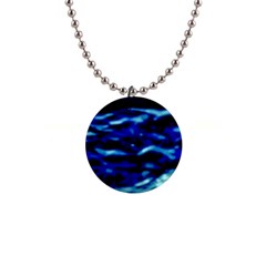 Blue Waves Abstract Series No8 1  Button Necklace by DimitriosArt