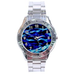 Blue Waves Abstract Series No8 Stainless Steel Analogue Watch by DimitriosArt