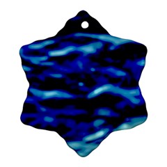 Blue Waves Abstract Series No8 Snowflake Ornament (two Sides) by DimitriosArt