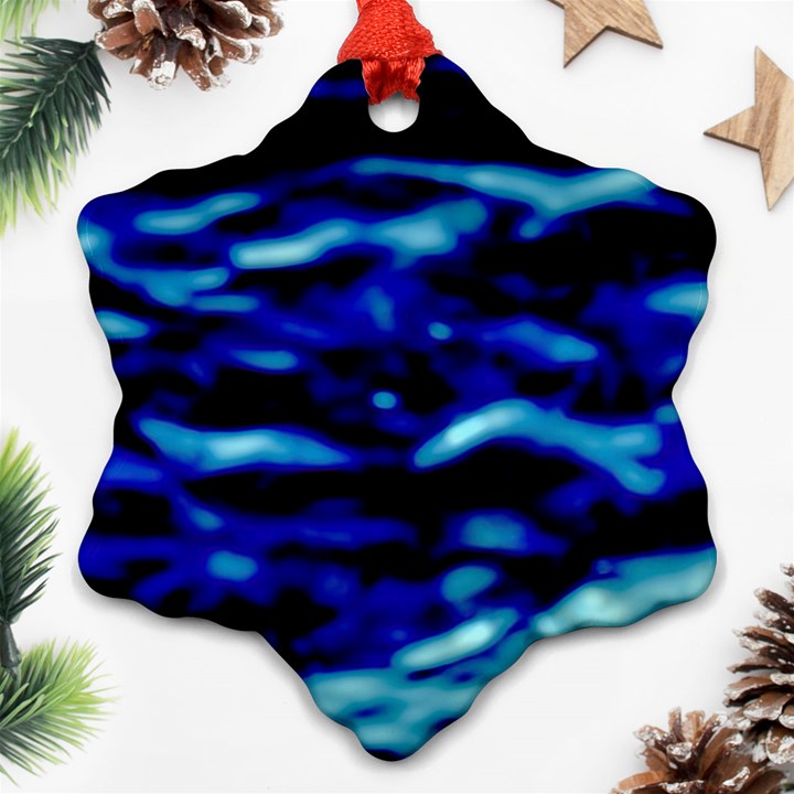 Blue Waves Abstract Series No8 Snowflake Ornament (Two Sides)