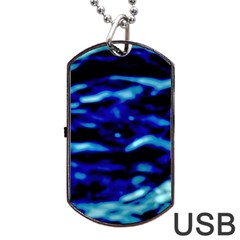 Blue Waves Abstract Series No8 Dog Tag Usb Flash (two Sides) by DimitriosArt