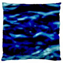 Blue Waves Abstract Series No8 Large Cushion Case (one Side) by DimitriosArt