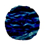 Blue Waves Abstract Series No8 Standard 15  Premium Flano Round Cushions Back