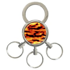 Red  Waves Abstract Series No5 3-Ring Key Chain