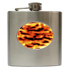 Red  Waves Abstract Series No5 Hip Flask (6 Oz) by DimitriosArt