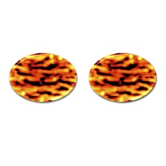 Red  Waves Abstract Series No5 Cufflinks (oval) by DimitriosArt