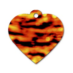 Red  Waves Abstract Series No5 Dog Tag Heart (one Side) by DimitriosArt