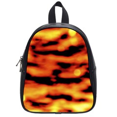 Red  Waves Abstract Series No5 School Bag (small) by DimitriosArt