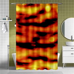 Red  Waves Abstract Series No5 Shower Curtain 48  X 72  (small)  by DimitriosArt