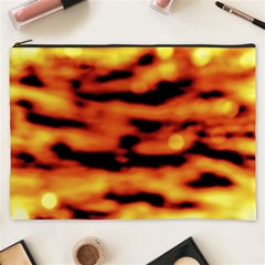 Red  Waves Abstract Series No5 Cosmetic Bag (xxxl) by DimitriosArt