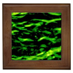 Green  Waves Abstract Series No3 Framed Tile by DimitriosArt